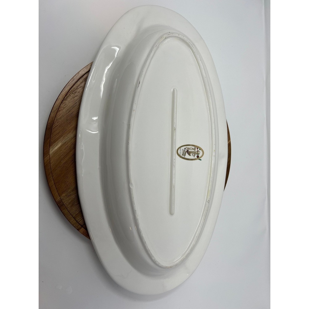 Oval Serving Platter‎ Vegetable Decor Ceramic Italian Inspired Farmhouse Kitchen - Picture 8 of 9